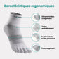 Breathable five-toe sport socks with a separate pocket per toe, in gray, black, blue and red