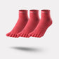 Breathable five-toe sport socks with a separate pocket per toe, in gray, black, blue and red