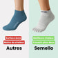 Breathable five-toe sport socks with a separate pocket per toe, in gray, black, blue and red
