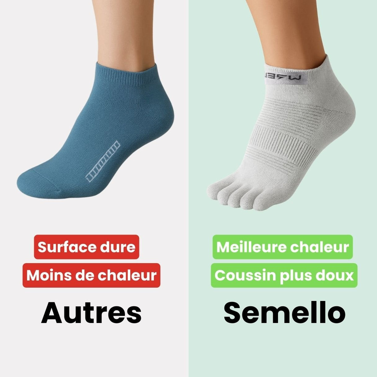 Breathable five-toe sport socks with a separate pocket per toe, in gray, black, blue and red