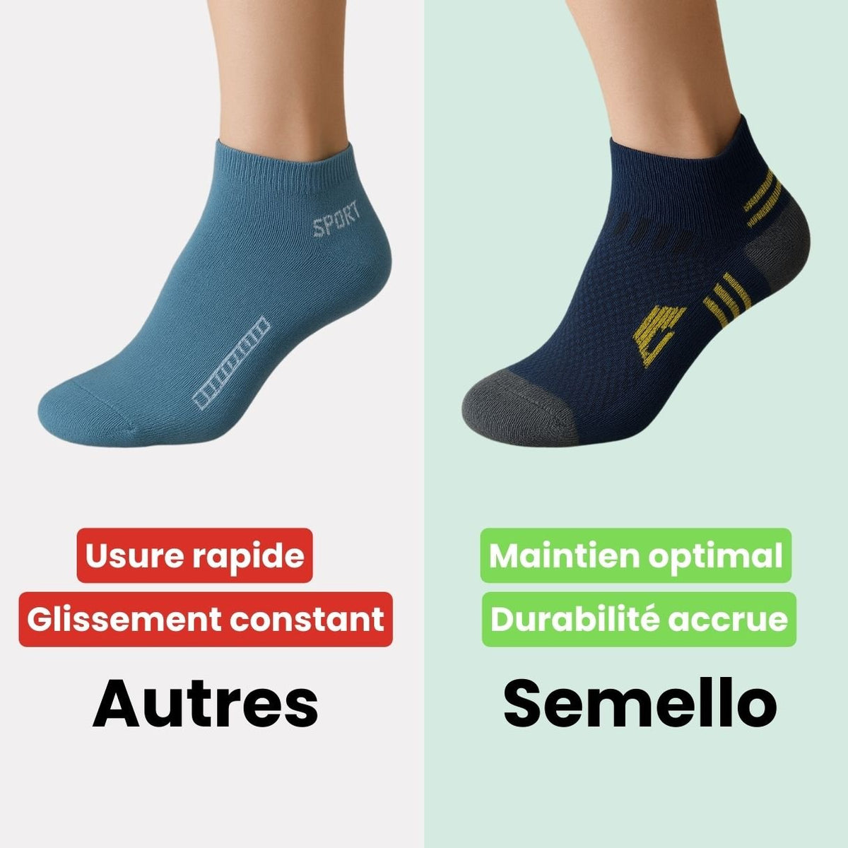 Three pairs of navy sport socks with reinforced heel and toe panels