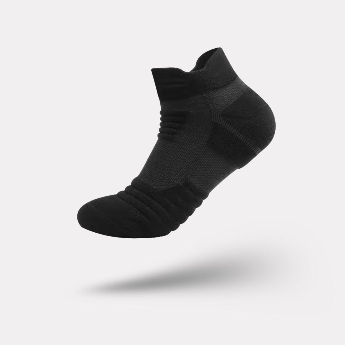 Ribbed technical sport socks with a compression arch band, in gray, white and black