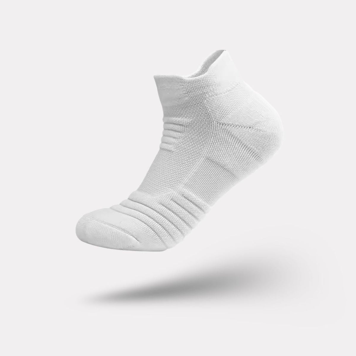 Ribbed technical sport socks with a compression arch band, in gray, white and black
