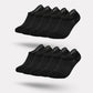 Thin bamboo fiber socks in black, white and mixed colors, sitting just above the ankle
