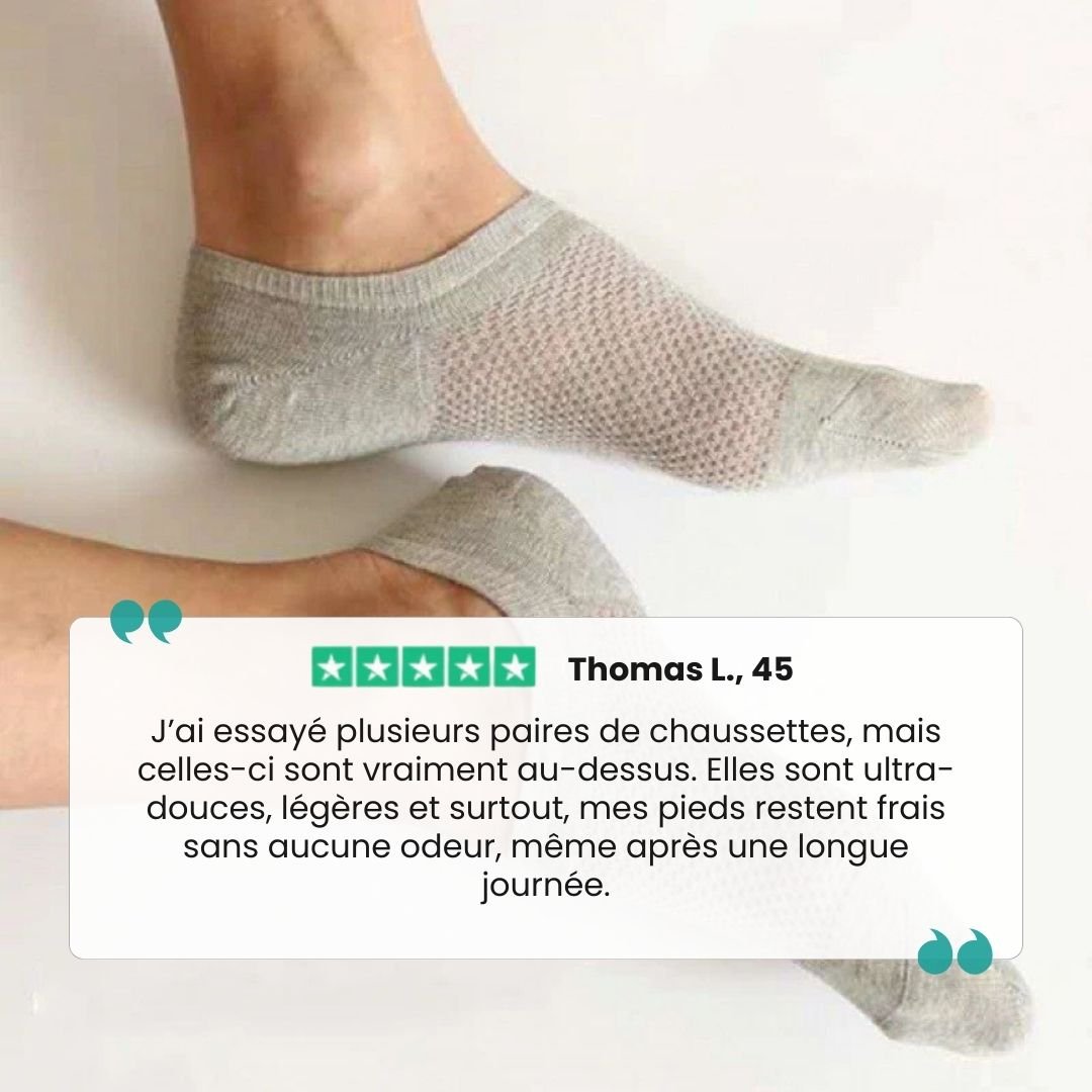 Thin bamboo fiber socks in black, white and mixed colors, sitting just above the ankle