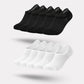 Thin bamboo fiber socks in black, white and mixed colors, sitting just above the ankle