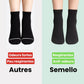 Bamboo fiber crew socks worn at the ankle, in five-pair packs of black, gray or navy
