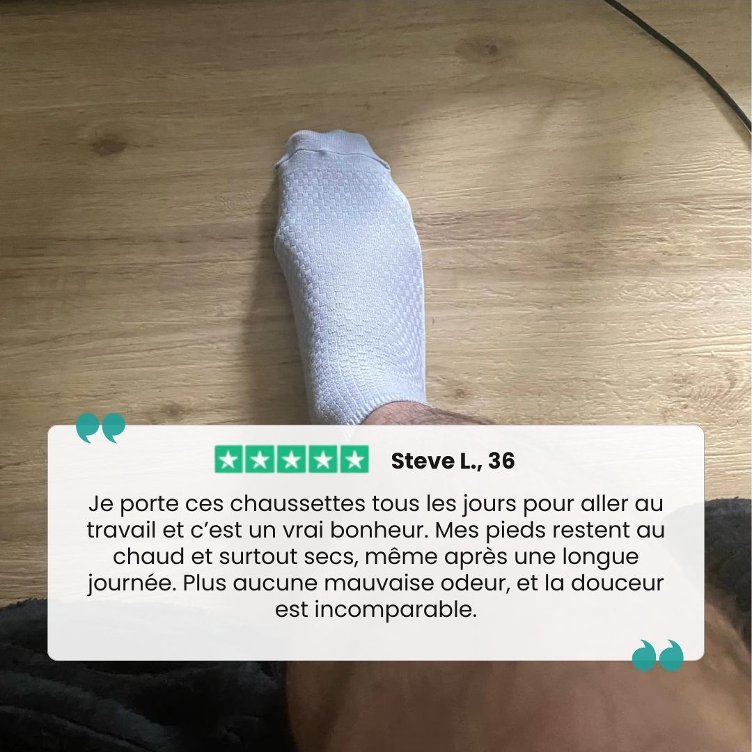 Bamboo fiber crew socks worn at the ankle, in five-pair packs of black, gray or navy