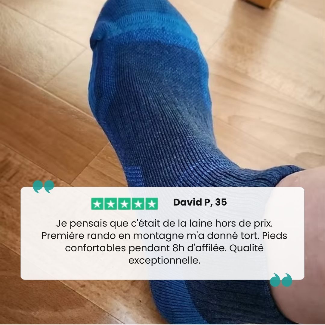Merino wool hiking socks reaching mid-calf, in gray, black, khaki and blue