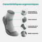 Merino wool hiking socks reaching mid-calf, in gray, black, khaki and blue