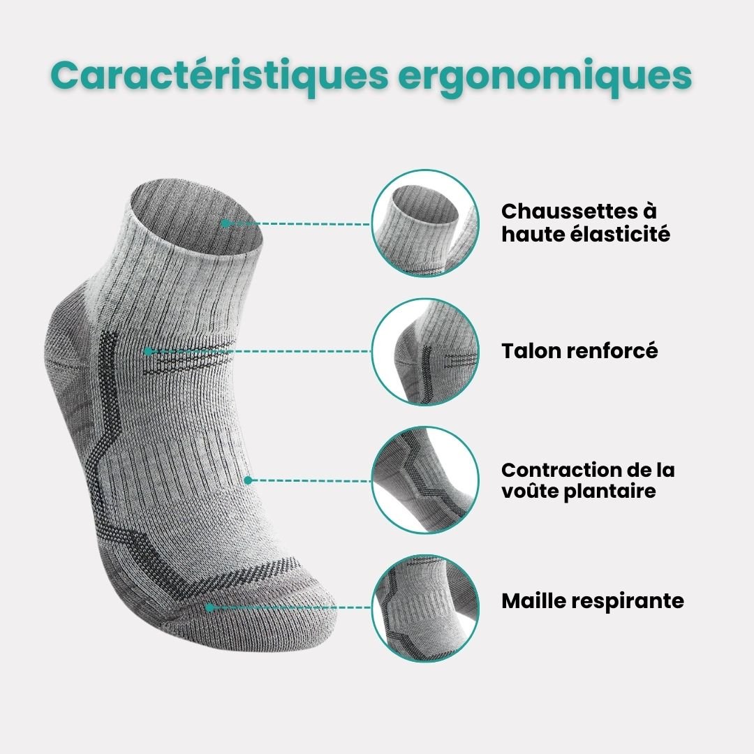 Merino wool hiking socks reaching mid-calf, in gray, black, khaki and blue