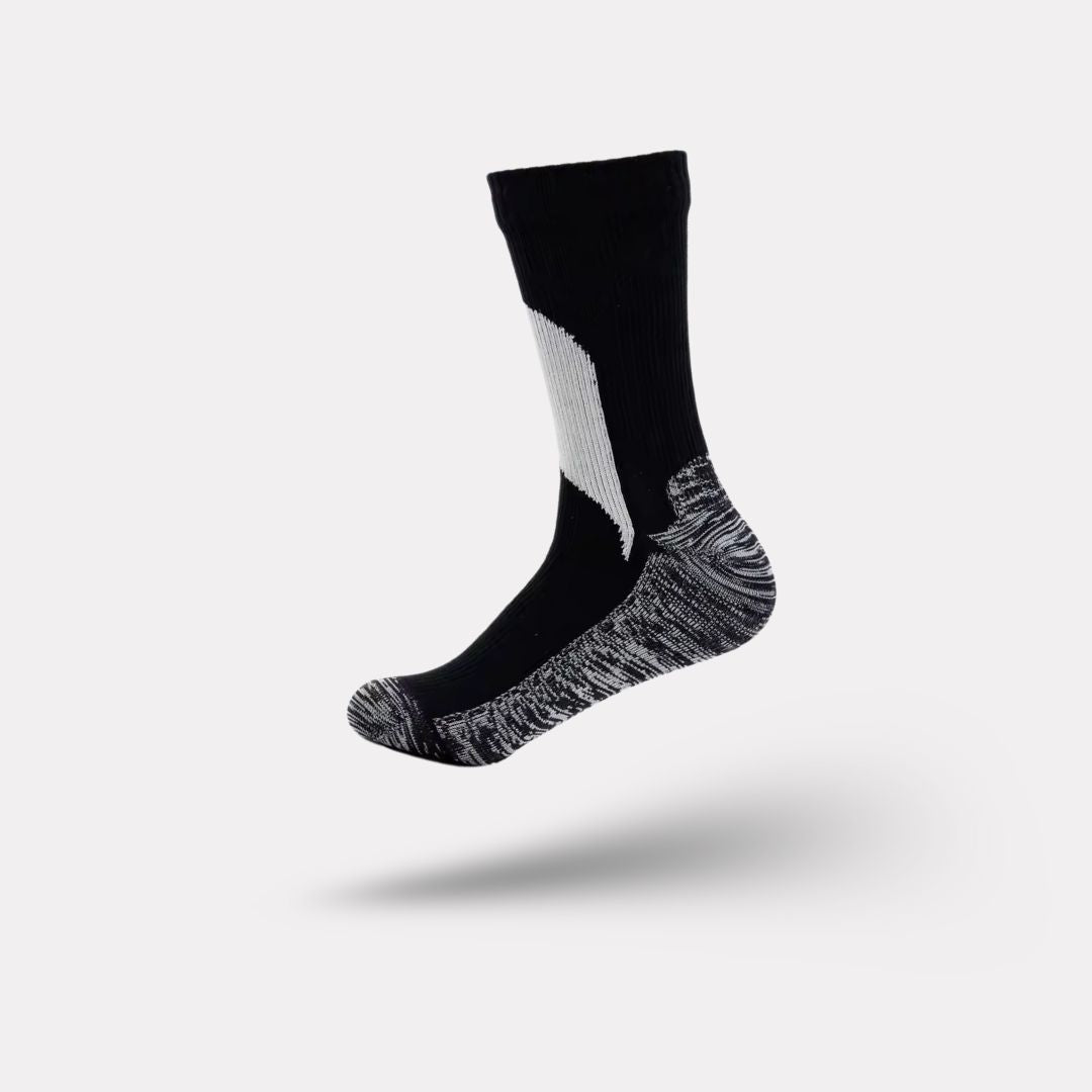 Waterproof outdoor socks pulled up the calf for hiking and cycling