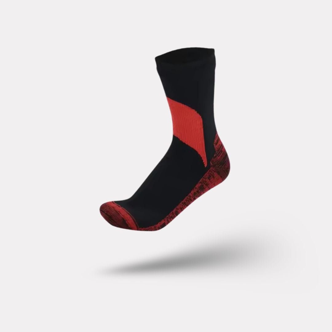 Waterproof outdoor socks pulled up the calf for hiking and cycling