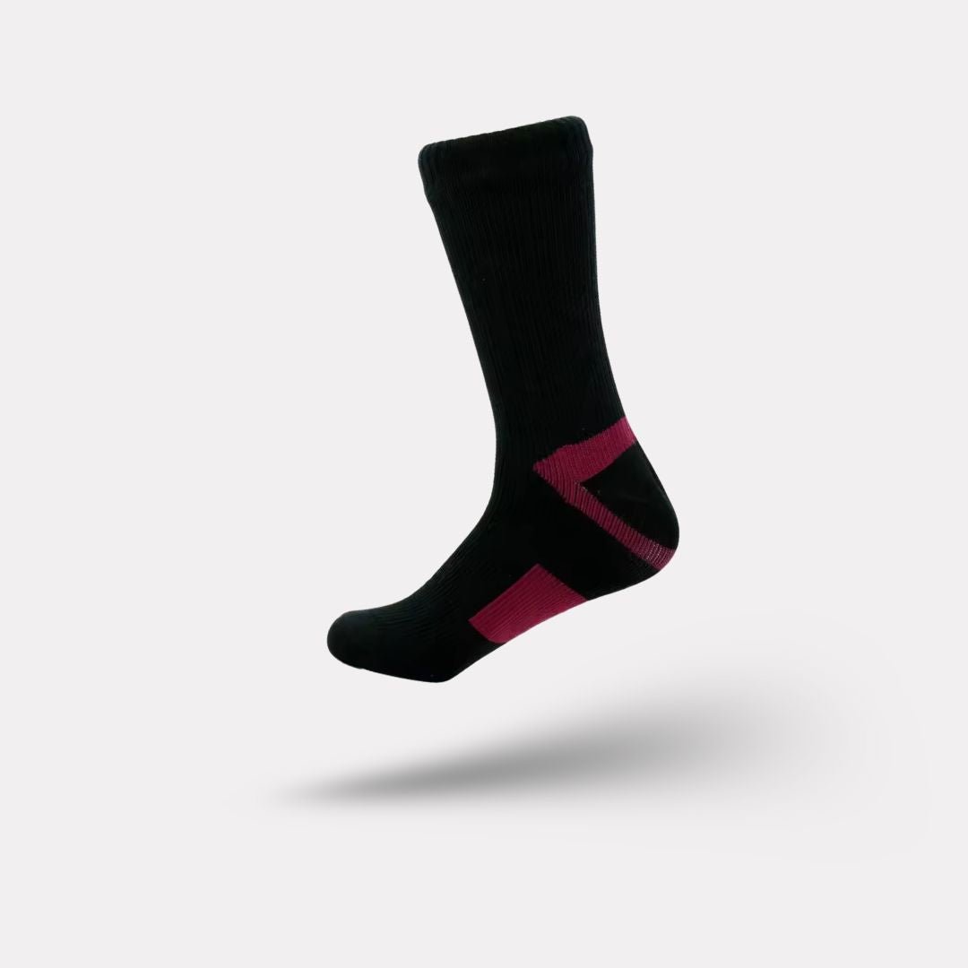Waterproof outdoor socks pulled up the calf for hiking and cycling