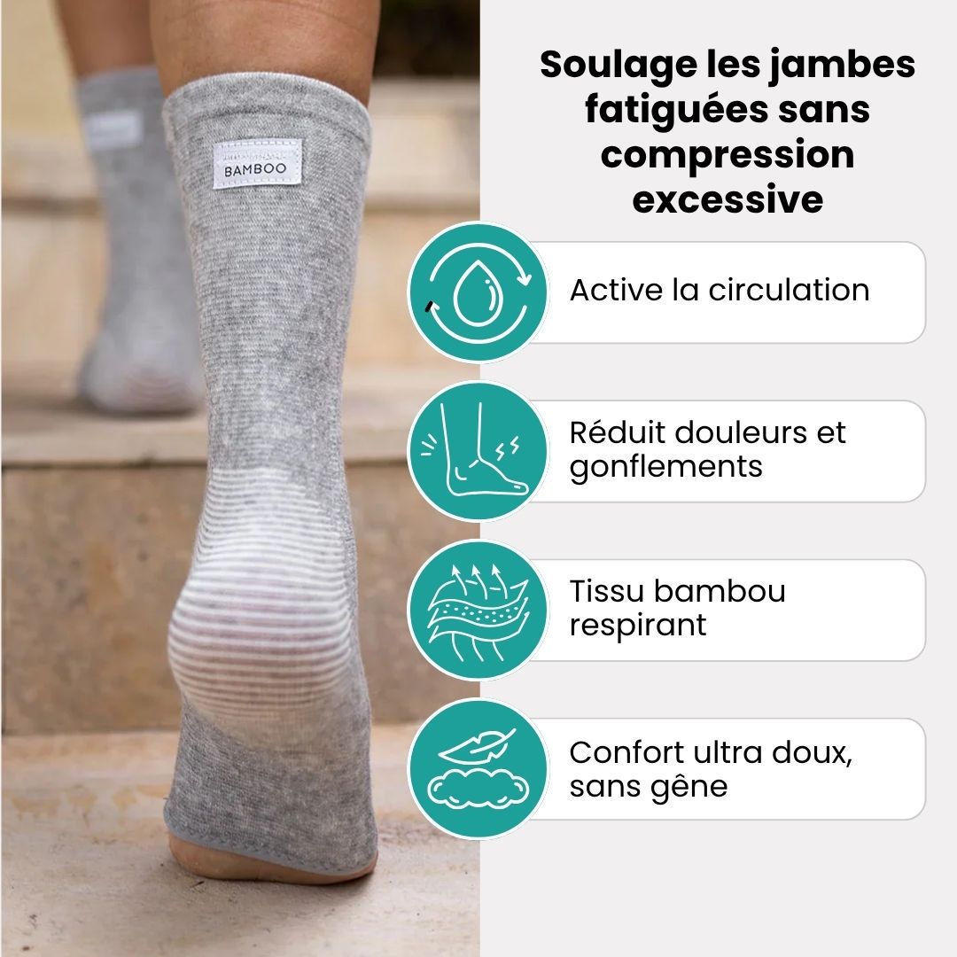 Bamboo fiber socks with a light compression knit along the calf