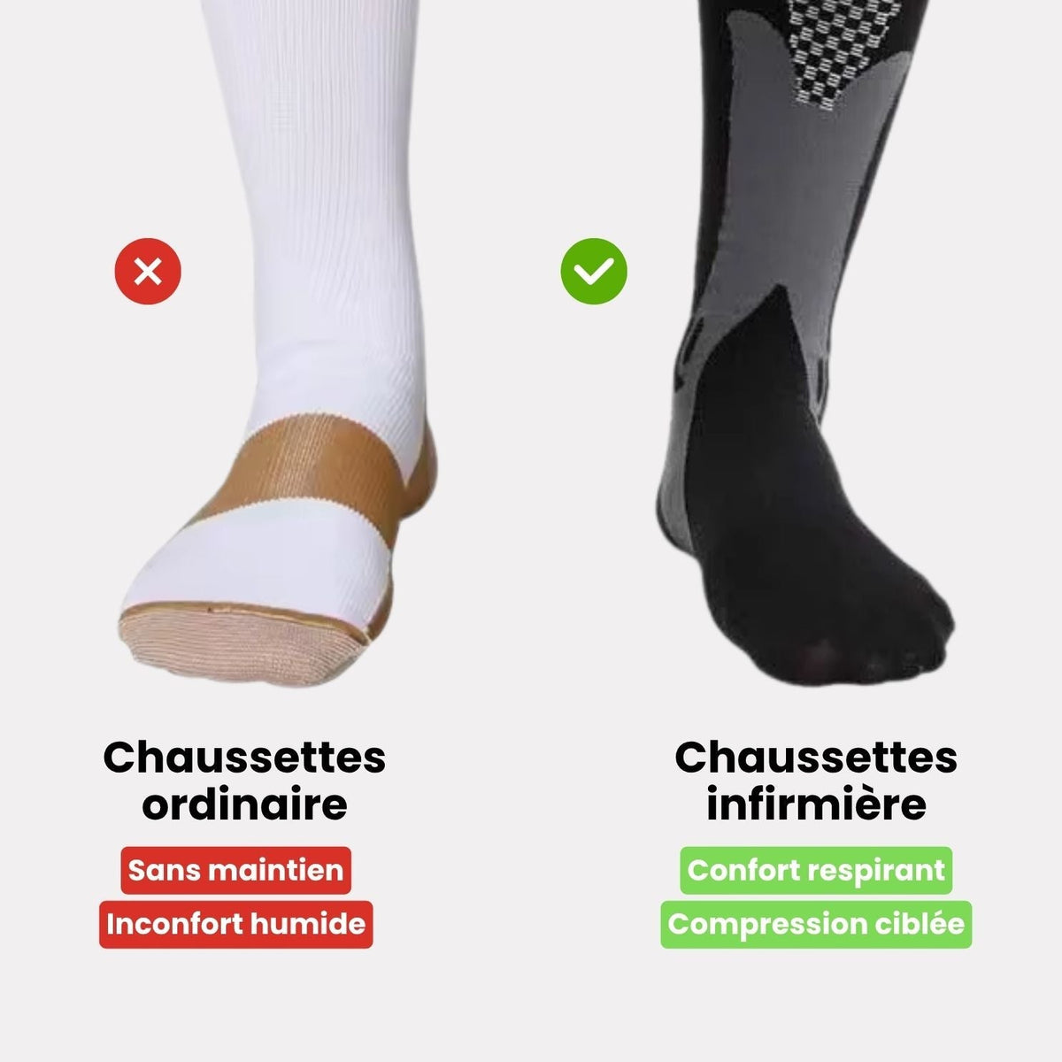 Knee-high 20-30 mmHg compression socks for nurses, in blue, black, white, orange and green