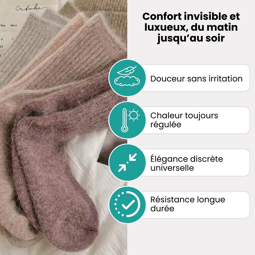 Soft wool socks for women in gray, purple, pink, black and white, sold in packs of three