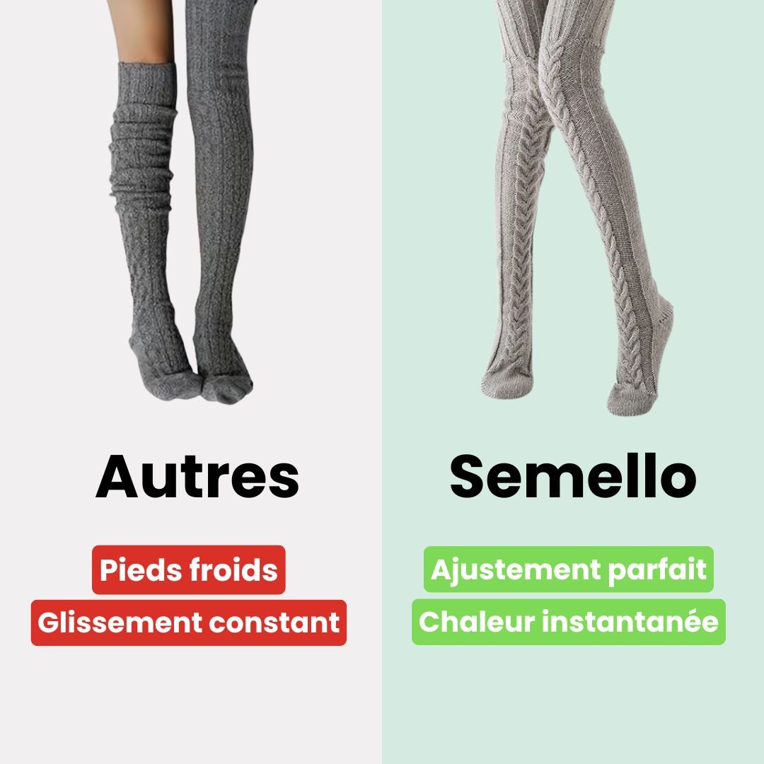 Long knit winter socks reaching mid-calf, in gray, pink, black, off-white and dark gray