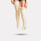 Long knit winter socks reaching mid-calf, in gray, pink, black, off-white and dark gray