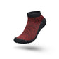 Minimalist barefoot shoes with a thin flexible sole, in red, black, green and gray