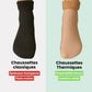 Beige fleece lined winter socks, thick and soft around the whole foot