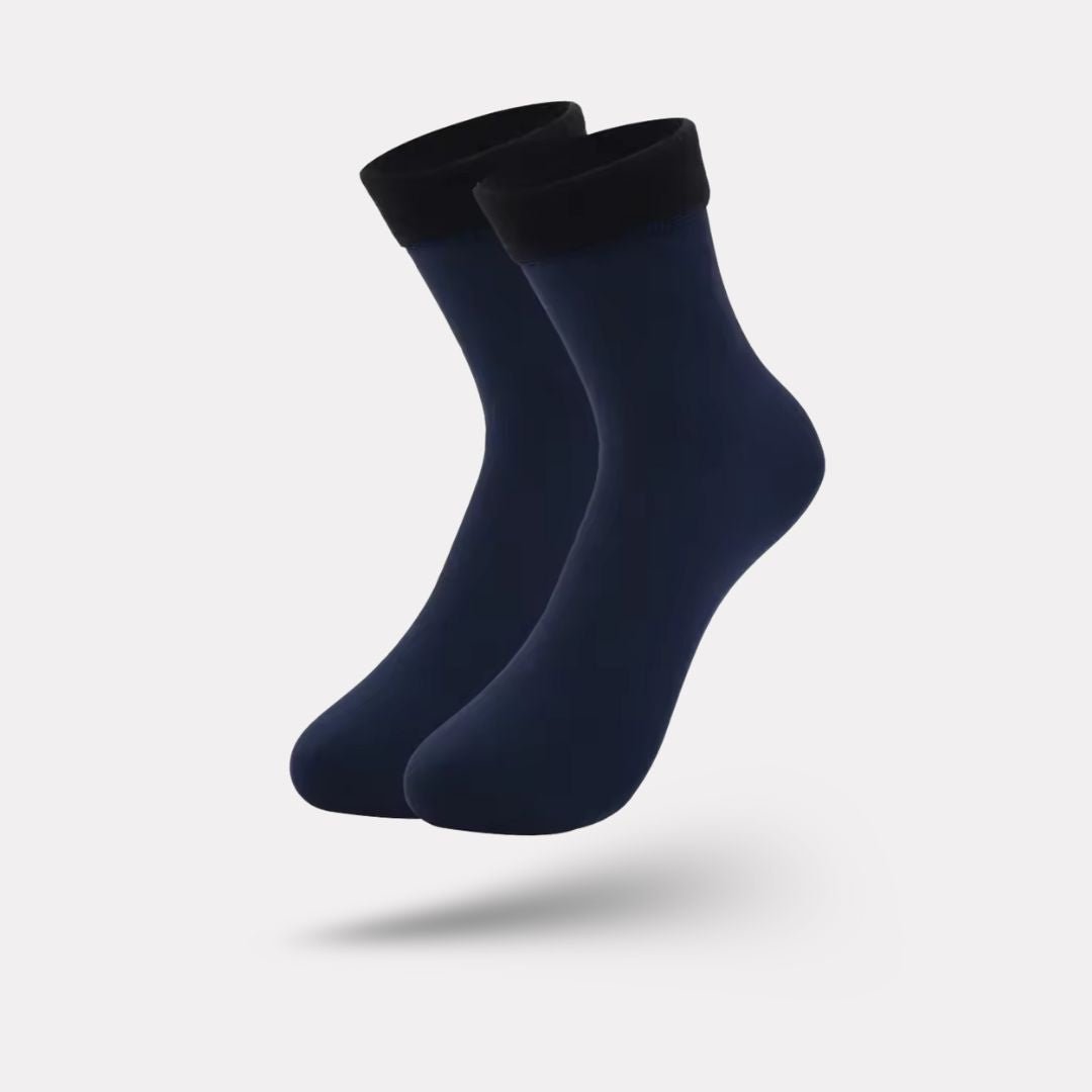 Beige fleece lined winter socks, thick and soft around the whole foot