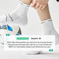 Black and white running socks in ankle and crew heights with a reinforced arch band