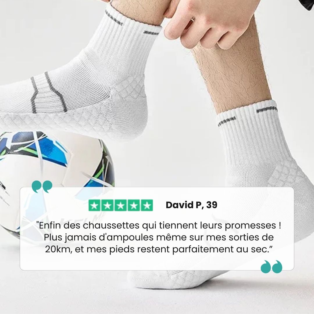 Black and white running socks in ankle and crew heights with a reinforced arch band