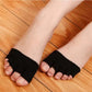 Toe separator socks that spread and hold each toe apart, in black and beige