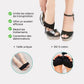 Toe separator socks that spread and hold each toe apart, in black and beige