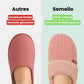 Lined house slippers with an anatomical footbed, in pink, caramel, gray and purple
