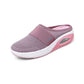 Orthopedic wedge slippers with a raised heel and open toe, in deep blue, gray, black and pink