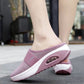 Orthopedic wedge slippers with a raised heel and open toe, in deep blue, gray, black and pink