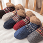 Wine red cozy slippers with a soft lining and a non-slip sole
