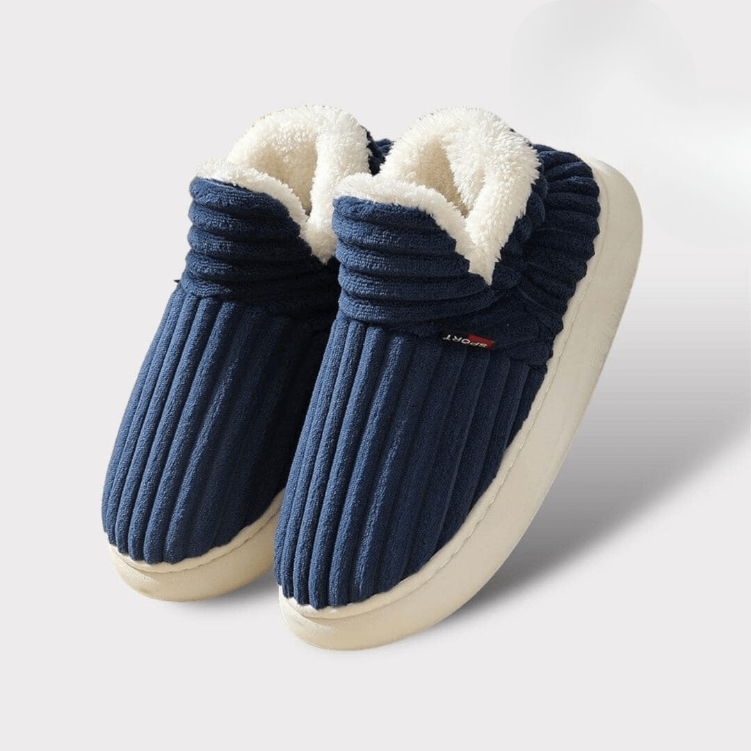 Navy blue winter slippers