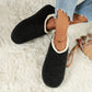 Women's lined orthopedic slippers with non-slip soles, in black, gray, burgundy and navy
