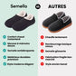 Women's lined orthopedic slippers with non-slip soles, in black, gray, burgundy and navy