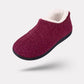 Women's lined orthopedic slippers with non-slip soles, in black, gray, burgundy and navy