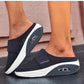 Orthopedic wedge slippers with a raised heel and open toe, in deep blue, gray, black and pink
