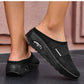 Orthopedic wedge slippers with a raised heel and open toe, in deep blue, gray, black and pink