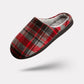 Fleece-lined orthopedic slippers with a non-slip sole, in gray, red and light gray
