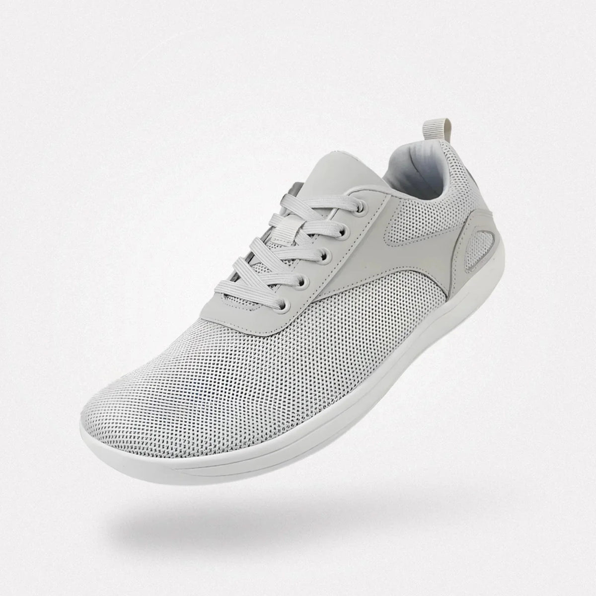 Barefoot shoes with a wide toe box and thin flexible sole, in gray, black, beige and white