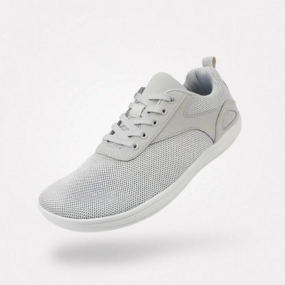 Barefoot shoes with a wide toe box and thin flexible sole, in gray, black, beige and white