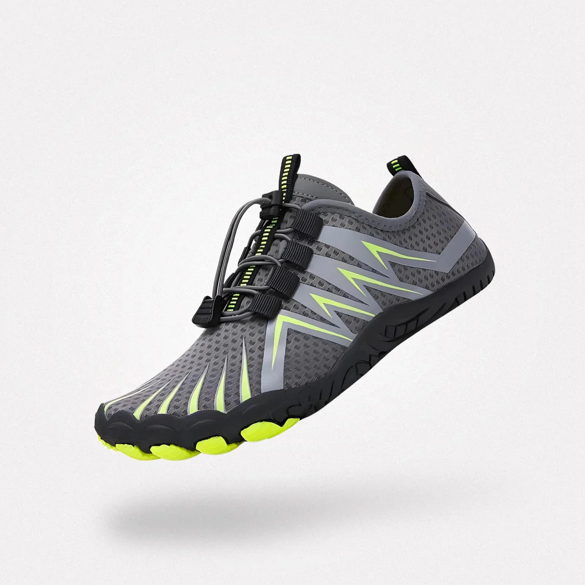 Flexible knit barefoot shoes with a wide toe box, in black, white, gray, green and pink