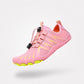 Flexible knit barefoot shoes with a wide toe box, in black, white, gray, green and pink