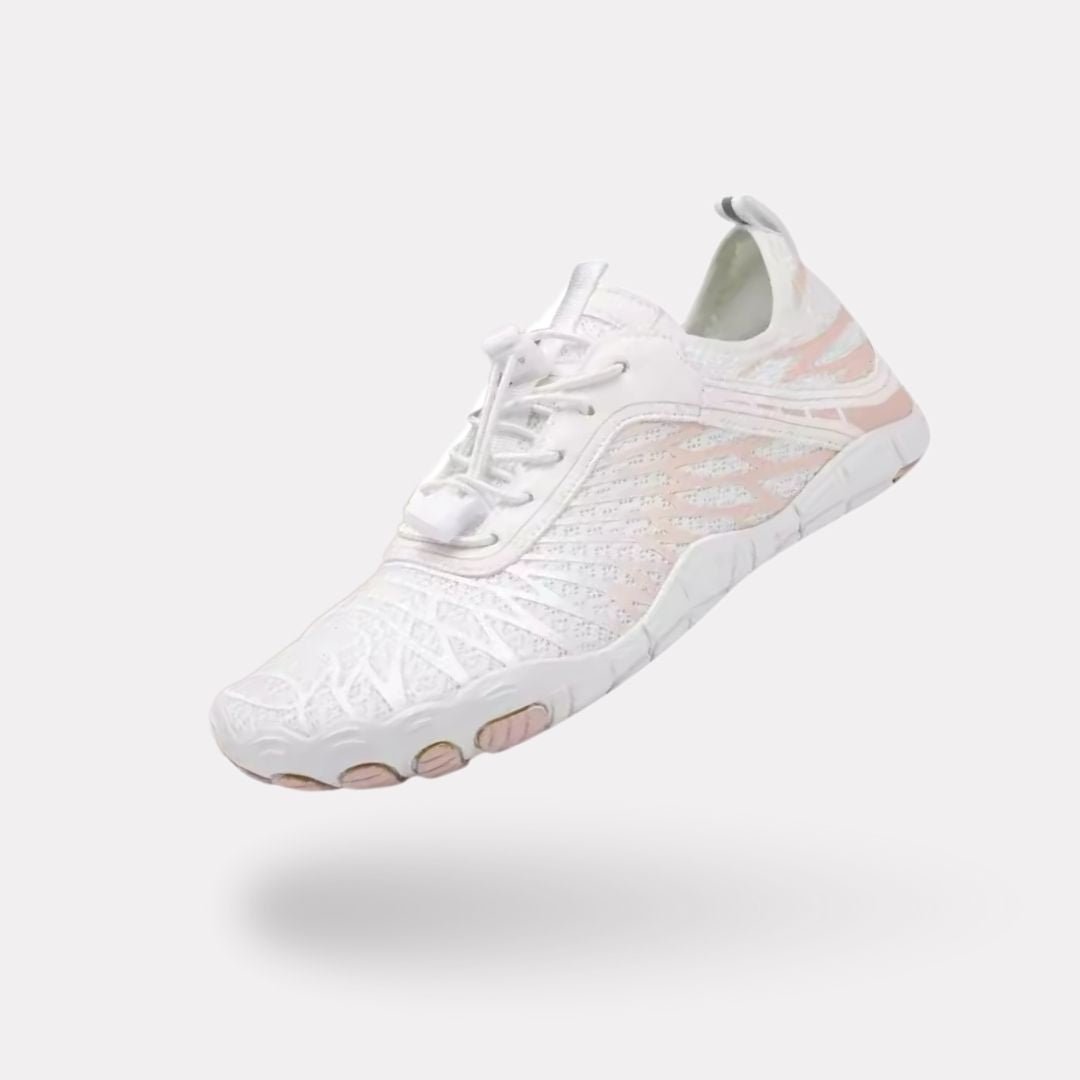 Lightweight barefoot shoes with a flexible 4 mm sole, in white, black, blue, red and pink