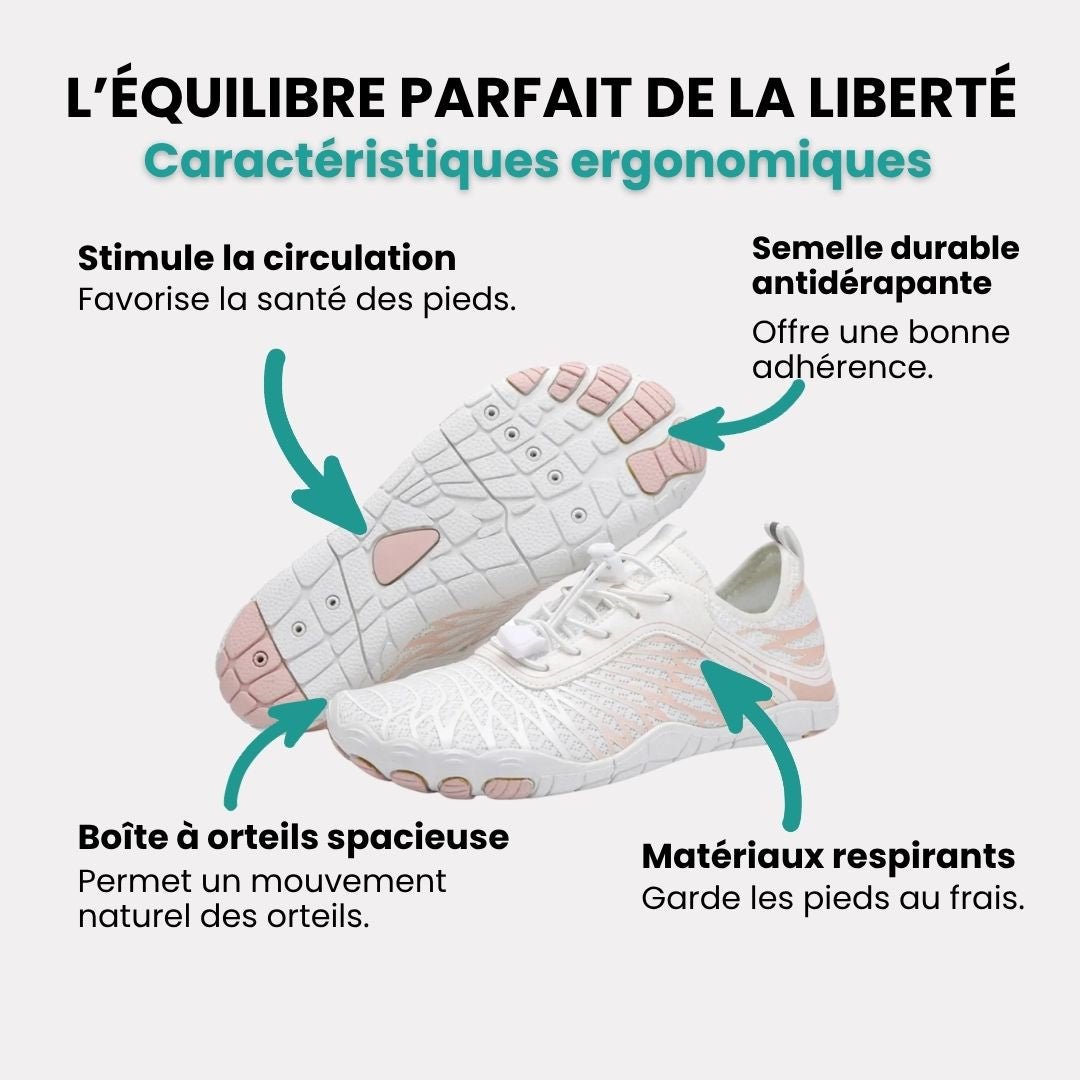 Lightweight barefoot shoes on a 4 mm flexible sole with a roomy toe box