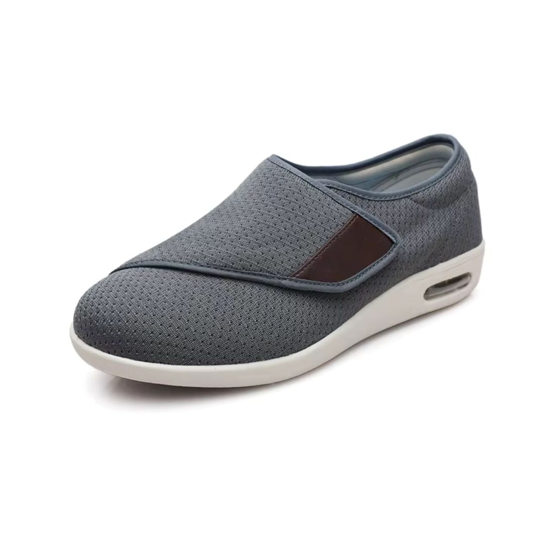 Women's orthopedic shoes closed by a hook-and-loop strap across the instep