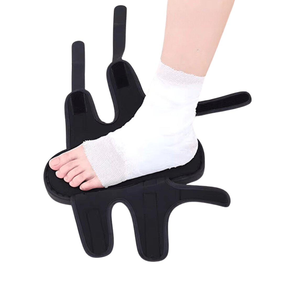 Post-op recovery shoe with an open adjustable upper that fits over a bandage or cast