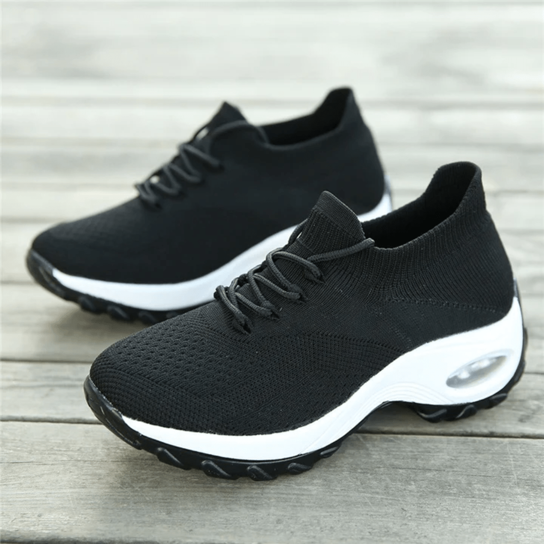 Orthopedic comfort shoes with a cushioned sole, in black, gray, white and pink
